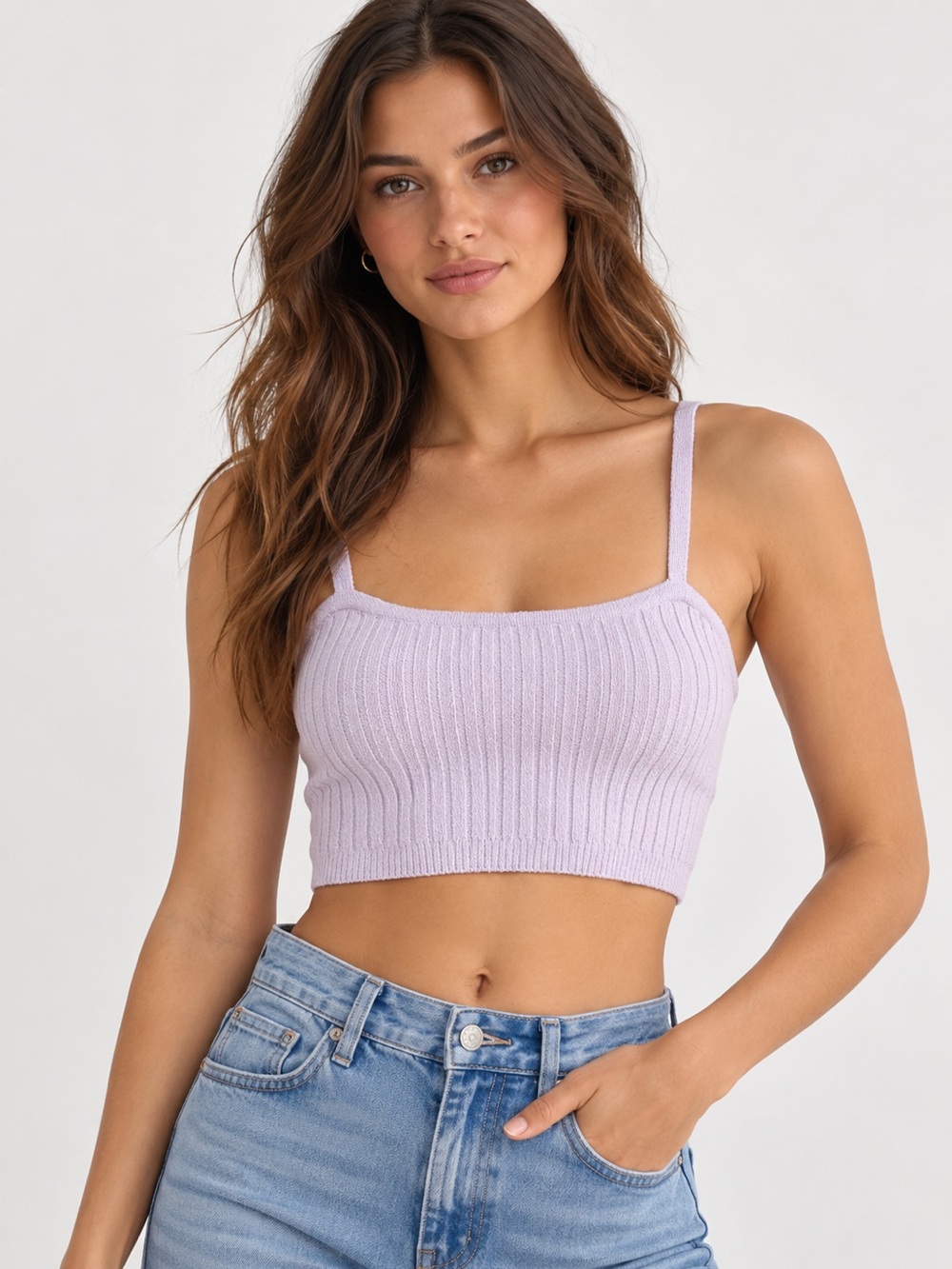 GOOD AMERICAN Soft Terry Tube Bralette - Lilac